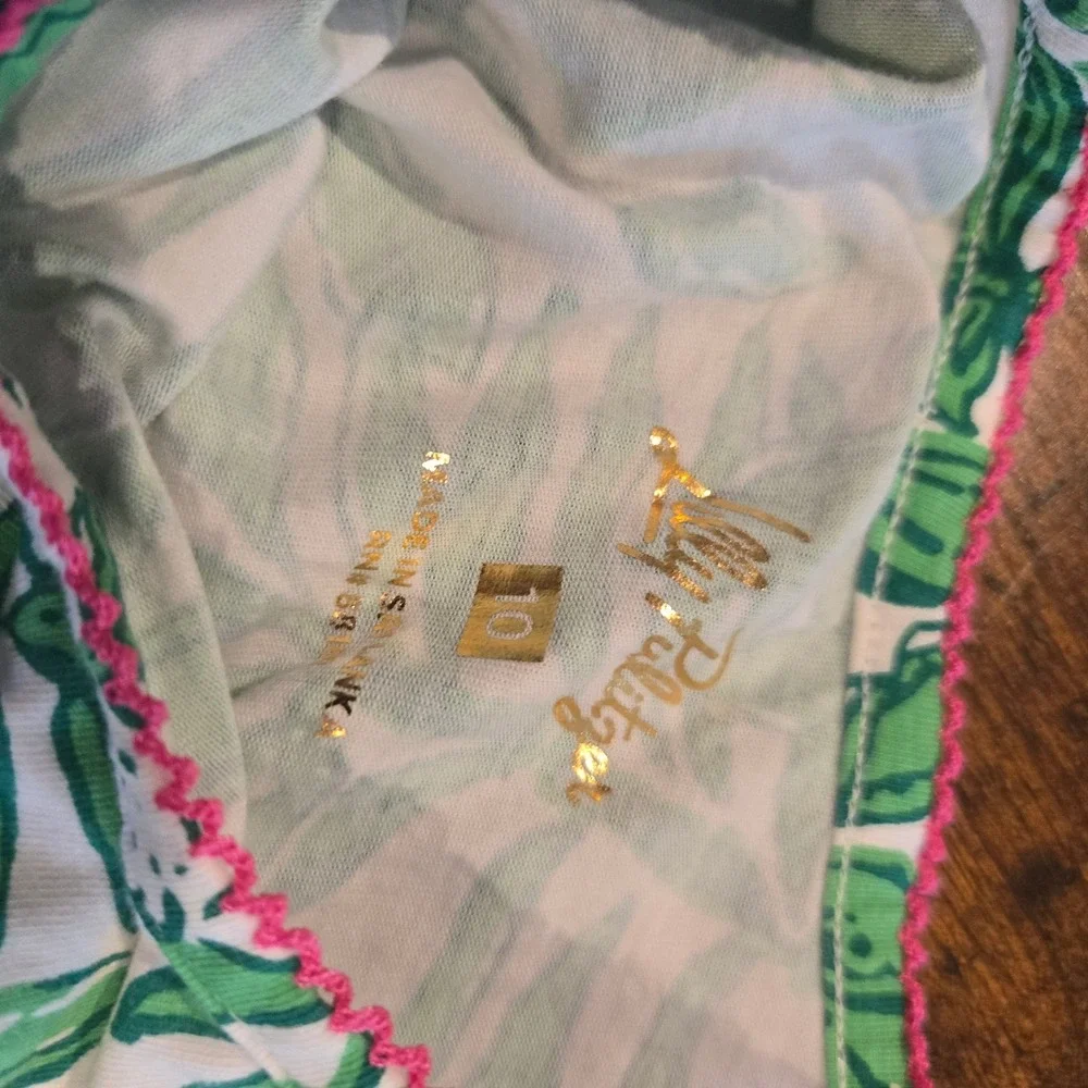 Lilly Pulitzer Girls Green White Jungle Print Pajama Set Leopard Monkey Size‎ 10